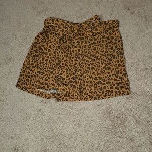 A New Day m cheetah print paper bag shorts self tie waist side pockets faux back